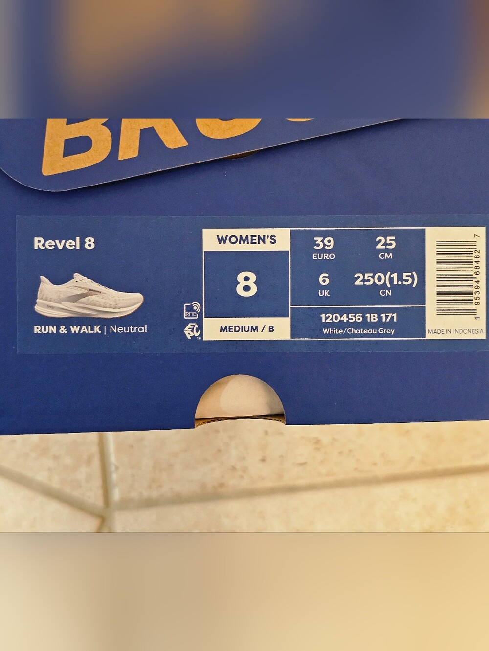 Brooks Women's Revel 8 Neutral Running Shoes - White/Grey - Size 8 - New In Box! - Picture 5 of 5